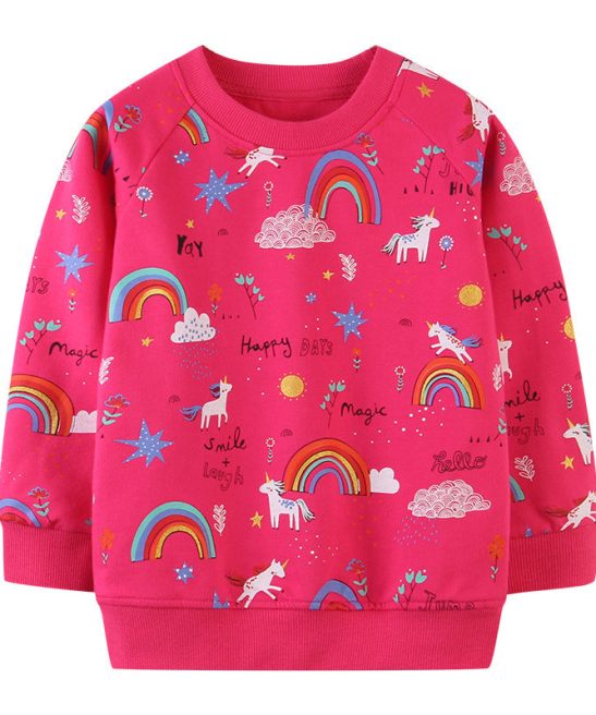 Kid Baby Girls Terry long Sleeve Cartoon Round Neck Sweatshirts