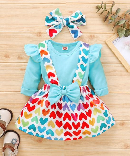 Baby Girl Romper Suspender Skirts Headband Bow Sets