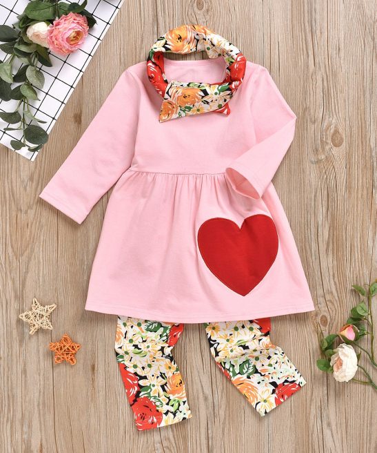 Kid Baby Girl Valentine's Day Love Long Sleeves 2 Pcs Set